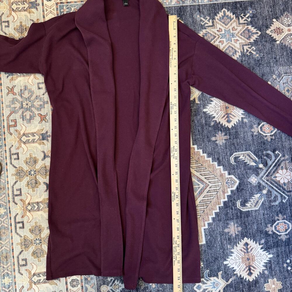 Ann Taylor Waffle Open Cardigan Plum Purple Women’s Size Large - Picture 6 of 9